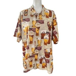 C&B Sport Novelty Print Beer Americana Button Up Mens Shirt